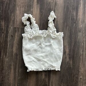 White Ruffled Sleeveless Top